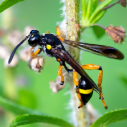 yellow and black potter wasp